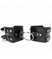 KINK - MUÑEQUERAS FIJAS CON ANILLA Y TACHUELAS NEGRO AJUSTABLE 17-22 CM X 6.5 CM