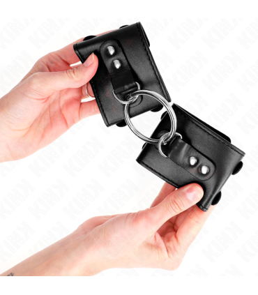 KINK MUNEQUERAS FIJAS CON ANILLA Y TACHUELAS NEGRO AJUSTABLE 17 22 CM X 65 CM