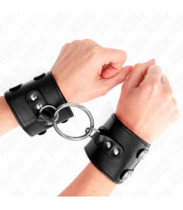 KINK MUNEQUERAS FIJAS CON ANILLA Y TACHUELAS NEGRO AJUSTABLE 17 22 CM X 65 CM