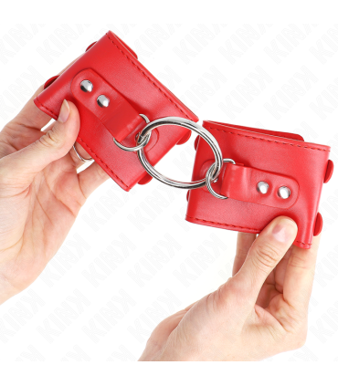 KINK MUNEQUERAS FIJAS CON ANILLA Y TACHUELAS ROJO AJUSTABLE 17 22 CM X 65 CM