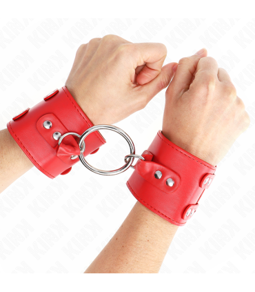 KINK MUNEQUERAS FIJAS CON ANILLA Y TACHUELAS ROJO AJUSTABLE 17 22 CM X 65 CM