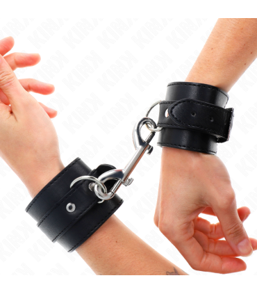 KINK MUNEQUERAS SIMPLES CON FILA DE REMACHES Y HEBILLA GRANDE NEGRO AJUSTABLE 17 28 CM X 5 CM