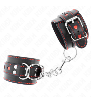 KINK MUNEQUERAS NEGRO CON INCRUSTACION DE CORAZON ROJO AJUSTABLE 21 28 CM X 55 CM