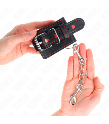 KINK MUNEQUERAS NEGRO CON INCRUSTACION DE CORAZON ROJO AJUSTABLE 21 28 CM X 55 CM