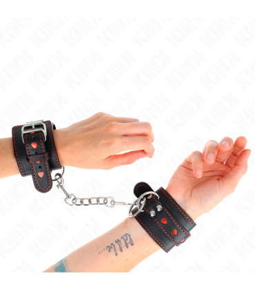 KINK MUNEQUERAS NEGRO CON INCRUSTACION DE CORAZON ROJO AJUSTABLE 21 28 CM X 55 CM