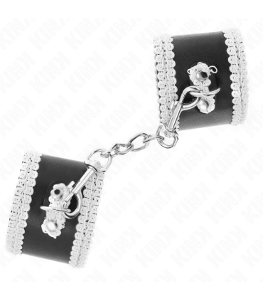 KINK MUNEQUERAS NEGRO CON ENCAJE DECORATIVO BLANCO AJUSTABLE 20 23 CM X 55 CM