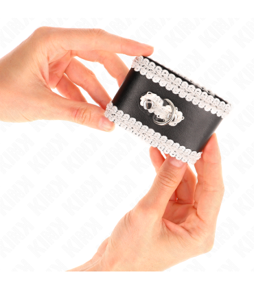 KINK MUNEQUERAS NEGRO CON ENCAJE DECORATIVO BLANCO AJUSTABLE 20 23 CM X 55 CM