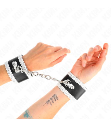 KINK MUNEQUERAS NEGRO CON ENCAJE DECORATIVO BLANCO AJUSTABLE 20 23 CM X 55 CM