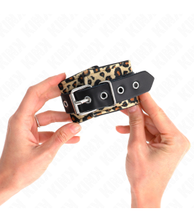 KINK MUNEQUERAS DE CUERO ESTILO LEOPARDO AJUSTABLE 18 29 CM X 55 CM