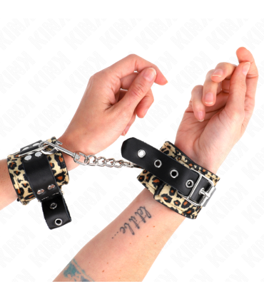 KINK MUNEQUERAS DE CUERO ESTILO LEOPARDO AJUSTABLE 18 29 CM X 55 CM