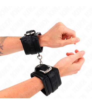 KINK MUNEQUERAS NEGRO CON HEBILLA DE DIAMANTES DE IMITACION AJUSTABLE 25 32 CM X 55 CM