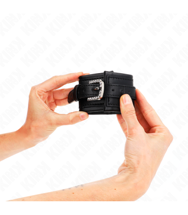 KINK MUNEQUERAS NEGRO CON HEBILLA DE DIAMANTES DE IMITACION AJUSTABLE 25 32 CM X 55 CM