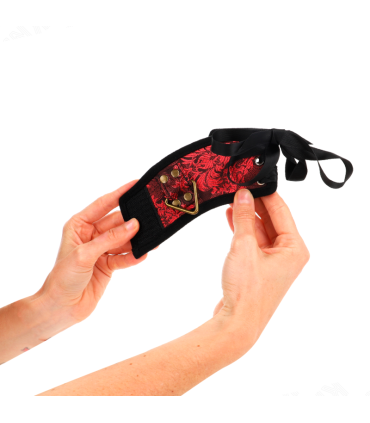 KINK MUNEQUERAS DISENO ESCANDALO ROJO NEGRO DETALLE LAZO 245 CM X 65 CM