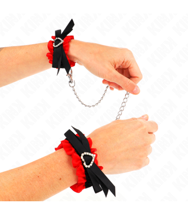 KINK MUNEQUERAS ELASTICAS DE ENCAJE CON DETALLE CORAZON ROJO AJUSTABLE 22 35 CM
