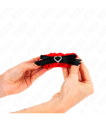 KINK MUNEQUERAS ELASTICAS DE ENCAJE CON DETALLE CORAZON ROJO AJUSTABLE 22 35 CM