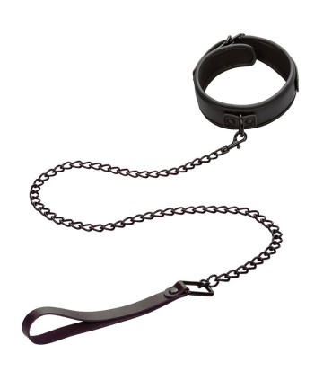 CALEXOTICS NOCTURNAL COLLAR Y CORREA CUERO AJUSTABLE NEGRO