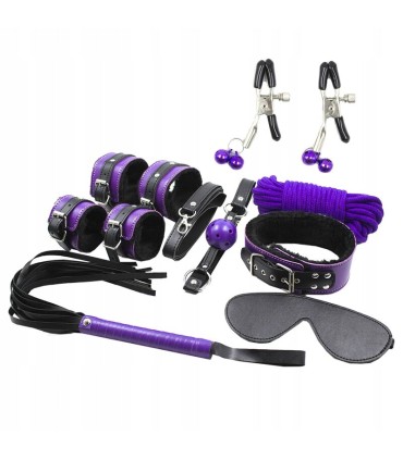 SECRETPLAY BDSM SET 8PCS LILA NEGRO
