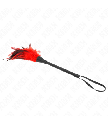KINK PLUMAS DE POLLO PARA COSQUILLAS CON FORMA CUERNO DE CRIADA ROJO 36 CM