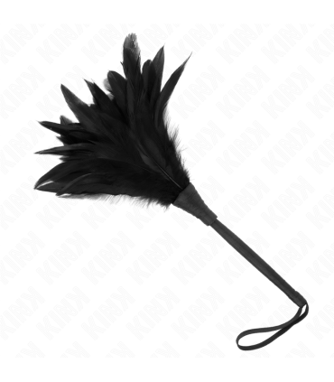 KINK PLUMAS DE POLLO PARA COSQUILLAS CON FORMA CUERNO DE CRIADA NEGRO 36 CM