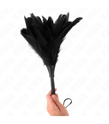 KINK PLUMAS DE POLLO PARA COSQUILLAS CON FORMA CUERNO DE CRIADA NEGRO 36 CM