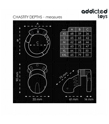 ADDICTED TOYS LOCKED CHASTITY DEPTHS JAULA PARA PENE 75 CM
