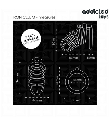 ADDICTED TOYS LOCKED IRON CELL JAULA PARA PENE DE METAL TALLA M