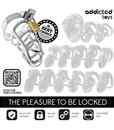 ADDICTED TOYS LOCKED SILVER LOCK JAULA PARA PENE DE METAL TALLA M