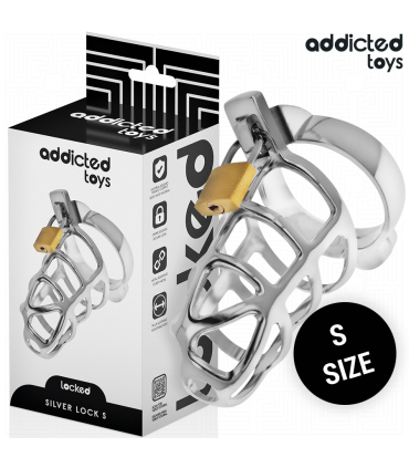 ADDICTED TOYS LOCKED SILVER LOCK JAULA PARA PENE DE METAL TALLA S