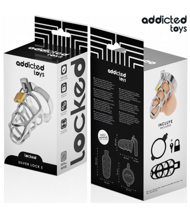 ADDICTED TOYS LOCKED SILVER LOCK JAULA PARA PENE DE METAL TALLA S