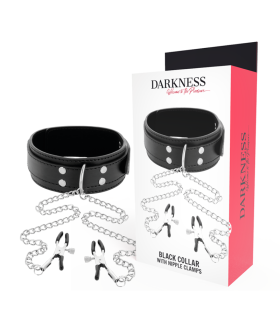 DARKNESS COLLAR CON PINZAS PARA PEZONES NEGRO