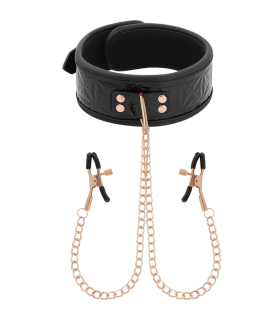 BEGME BLACK EDITION COLLAR CON CADENAS Y PINZAS PEZONES CON FORRO DE NEOPRENO