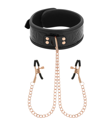 BEGME BLACK EDITION COLLAR CON CADENAS Y PINZAS PEZONES CON FORRO DE NEOPRENO
