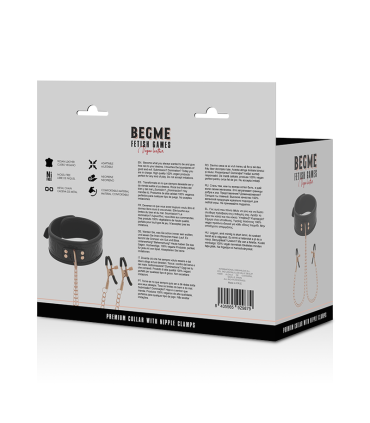 BEGME BLACK EDITION COLLAR CON CADENAS Y PINZAS PEZONES CON FORRO DE NEOPRENO