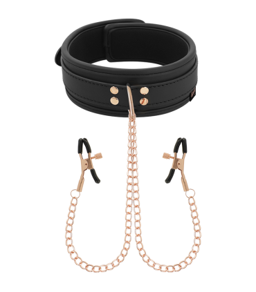 COQUETTE CHIC DESIRE FANTASY COLLAR CON PINZAS PEZONES CON FORRO DE NEOPRENO