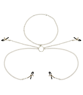 OHMAMA FETISH 4 PINZAS PEZONES CON COLLAR DE CADENAS