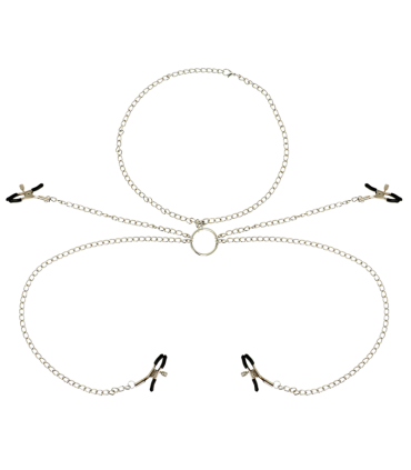 OHMAMA FETISH 4 PINZAS PEZONES CON COLLAR DE CADENAS
