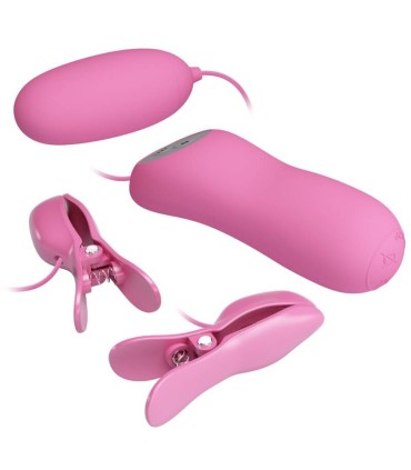 PRETTY LOVE PINZAS CON VIBRACION Y ELETROSHOCK ROSA