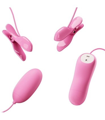 PRETTY LOVE PINZAS CON VIBRACION Y ELETROSHOCK ROSA