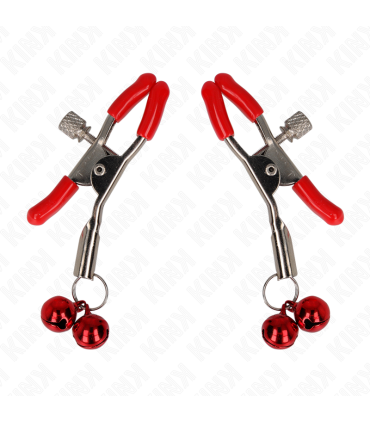 KINK PINZAS PARA PEZONES ROJAS CON DOBLE CAMPANILLA ROJO 6 CM