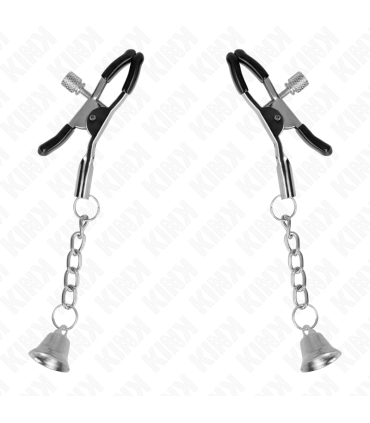 KINK PINZAS PARA PEZONES CON COLGANTE DE CAMPANA PLATEADO 6 CM