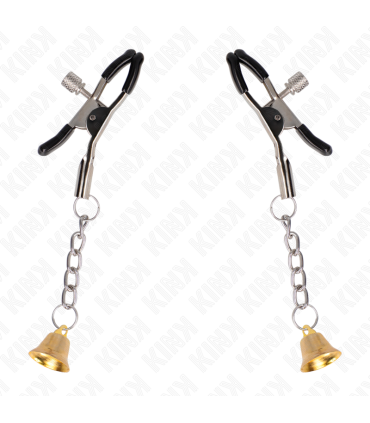 KINK PINZAS PARA PEZONES CON COLGANTE DE CAMPANA DORADO 6 CM