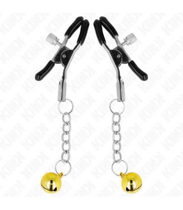 KINK PINZAS PARA PEZONES CON COLGANTE DE CASCABEL DORADO 6 CM