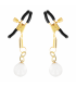 KINK PINZAS PARA PEZONES DORADAS CON COLGANTE DE VIDRIO 6 CM