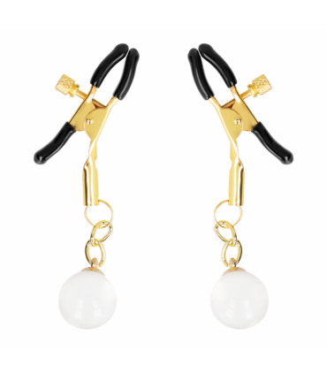 KINK PINZAS PARA PEZONES DORADAS CON COLGANTE DE VIDRIO 6 CM