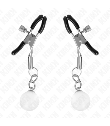KINK PINZAS PARA PEZONES PLATEADAS CON COLGANTE DE VIDRIO 6 CM
