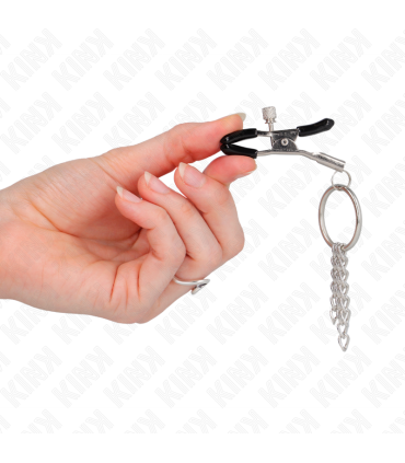 KINK PINZAS PARA PEZONES CON ARO Y PEQUENAS CADENAS PLATEADO 6 CM