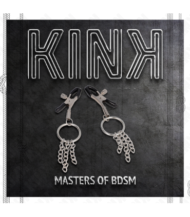 KINK PINZAS PARA PEZONES CON ARO Y PEQUENAS CADENAS PLATEADO 6 CM