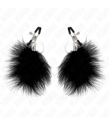 KINK PINZAS PARA PEZONES CON PLUMA NEGRO 7 CM