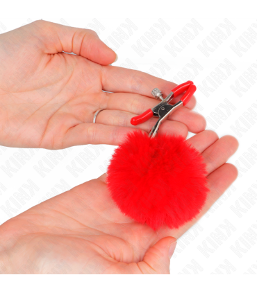 KINK PINZAS PARA PEZONES CON POMPON ROJO 6 CM