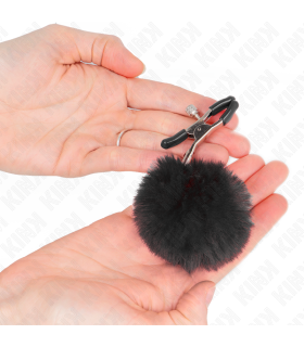 KINK PINZAS PARA PEZONES CON POMPON NEGRO 6 CM